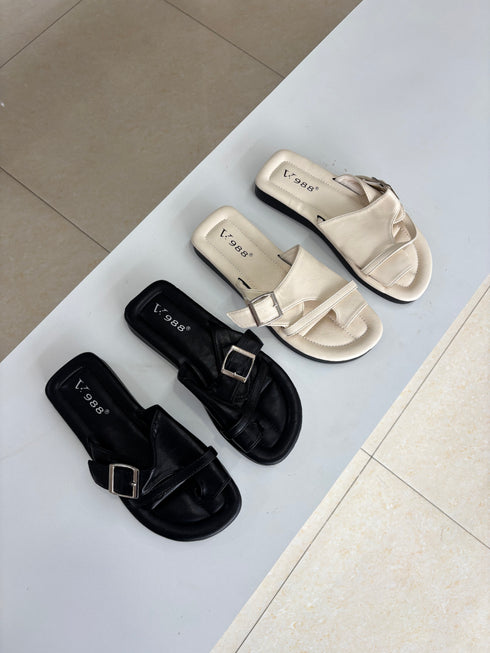 Buckle Multi Straps Slid On Sliders